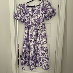 Purple and white dress with flowers